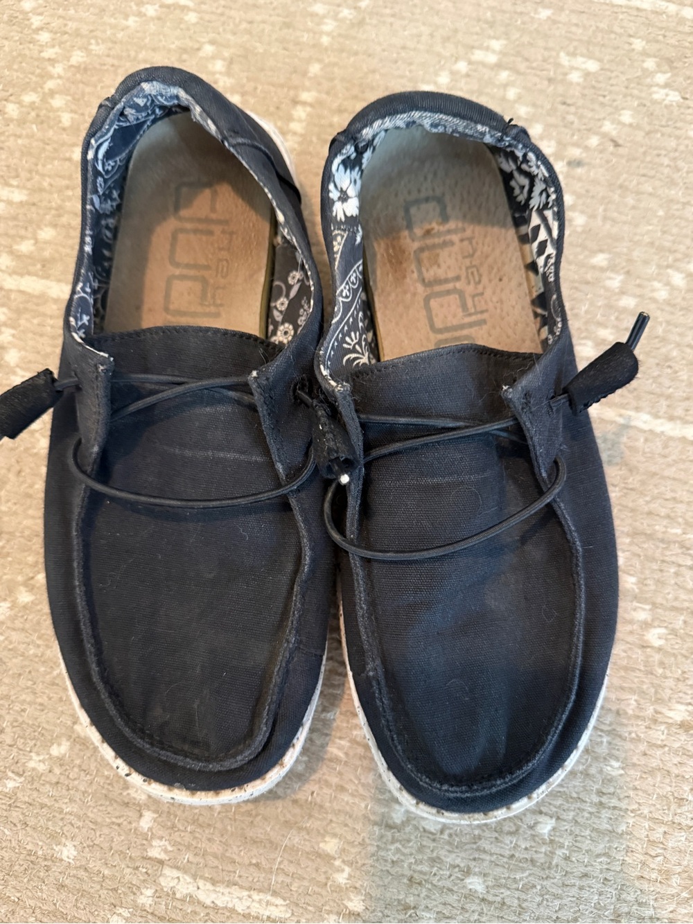 Hey Dude Womens Black Casual Slip-On Loafers